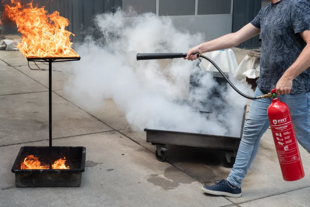 Brandblussen bij BHV Herhaling Cursus BHV Noord Nederland